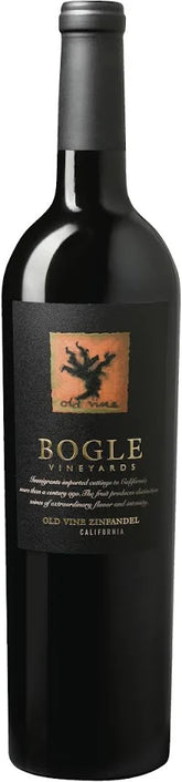 A bottle of Bogle Vineyards Old Bull Red Blend Red wine, featuring a black glass bottle with a black label and a gold-toned logo.