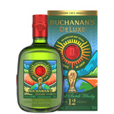 Buchanan's Deluxe 12 Year Old Scotch Whisky bottle and packaging with World Cup design