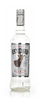 Bottle of Cabrito Blanco tequila on a white background