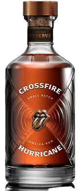 Crossfire Hurricane Jamaica Rum bottle with a dark background