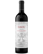 Wine bottle with DAOU label on a white background