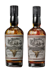 Bottle of Doc Holliday whiskey with label and packaging on a white background