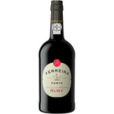 Ferreira Porto Ruby wine bottle on a white background