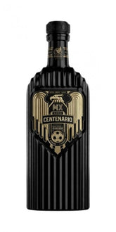 Black and gold bottle of MX Centenario on a white background