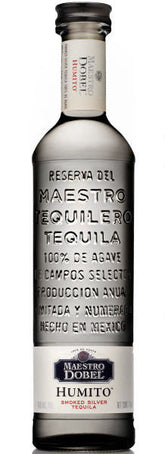 Maestro Dobel Humito Smoked Silver Tequila bottle and box on a white background