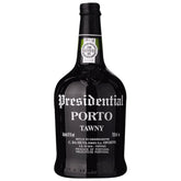 Bottle of Presidential Porto Tawny wine on a white background