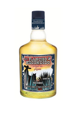 A bottle of Rancho Escondido Reposado Agave Liqueur with a colorful label and a dark cap, shown against a plain white background.