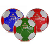 Three soccer balls in red, blue, and green on stands with 'Score' branding.