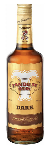Tanduay Dark Rum bottle on a white background