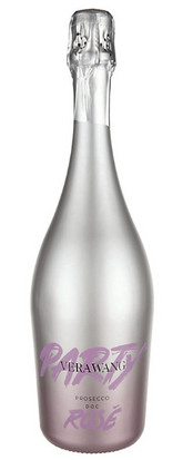 Silver bottle of Prosecco with 'VERAWANG' branding on a white background