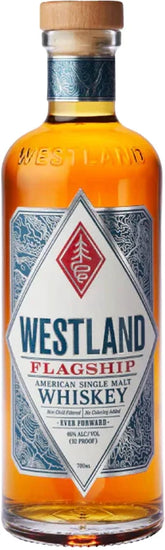 Westland Flagship American Single Malt Whiskey bottle on a white background