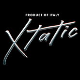 Metallic 'Xtatic' logo with 'Product of Italy' text on a black background