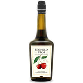 Bottle of Leopold Bros Michigan Cherry Liqueur on a white background