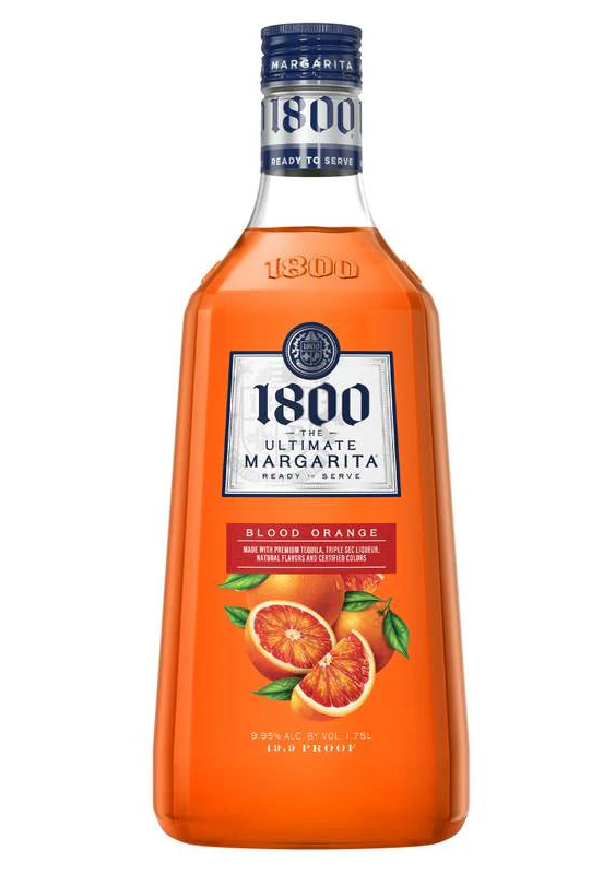 Bottle of 1800 Blood Orange Margarita on a white background