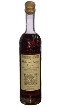 Bottle with a label on a blurred background