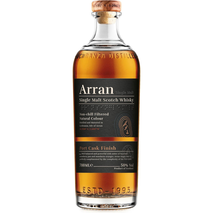 Bottle of Arran Single Malt Scotch Whisky on a white background
