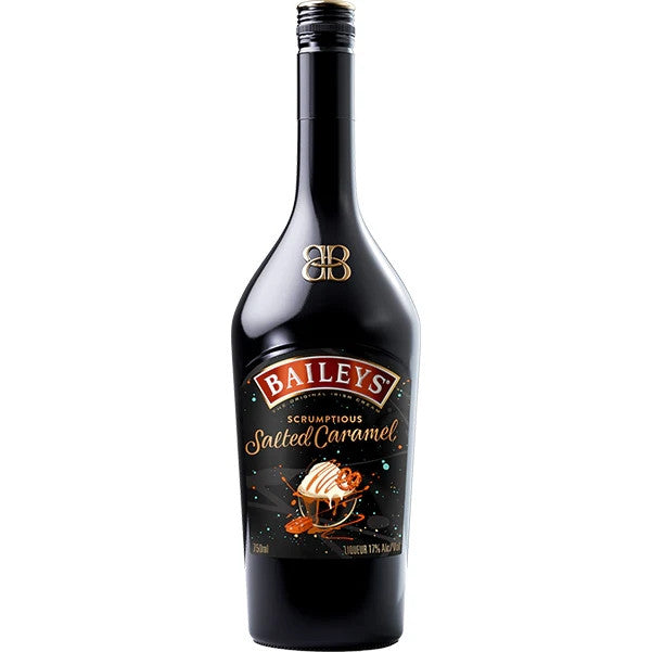 Baileys Salted Caramel bottle on a white background