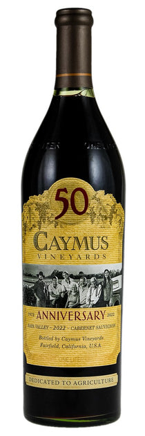 Geymus Vineyards wine bottle with a label celebrating 50th anniversary on a white background