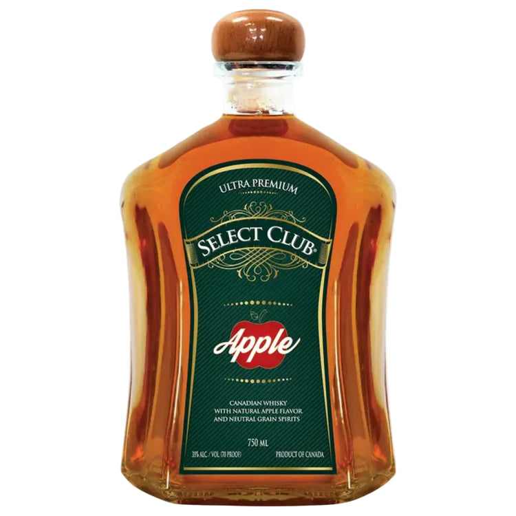 Bottle of Select Club Apple whiskey on a white background
