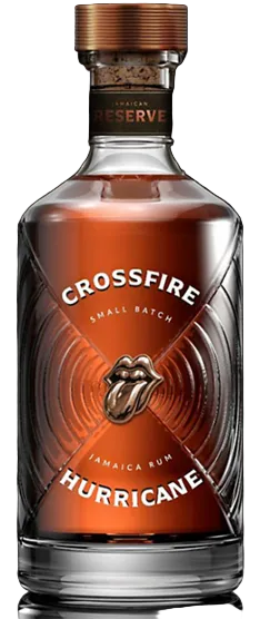 Crossfire Hurricane Jamaica Rum bottle with a dark background