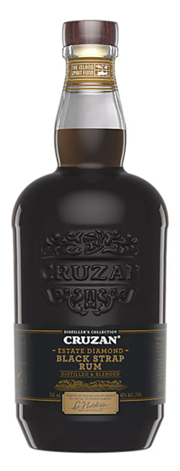 Bottle of Cruzan Estate Diamond Blackstrap Rum on a white background