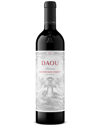 Wine bottle with DAOU label on a white background