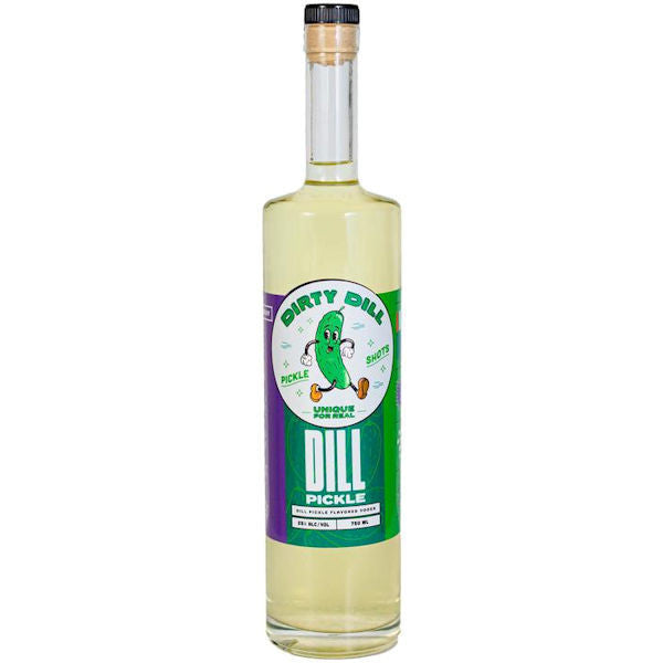 Bottle of Dill Pickle liquor on a white background