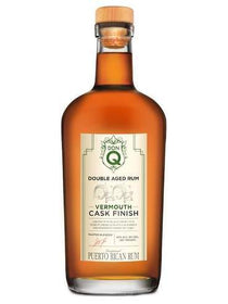 Bottle of Don Q Double Aged Rum on a white background