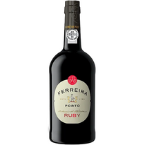 Ferreira Porto Ruby wine bottle on a white background