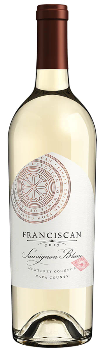 Franciscan Sauvignon Blanc wine bottle on a white background