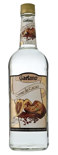 Bottle of Gaetano Creme de Cacao on a white background