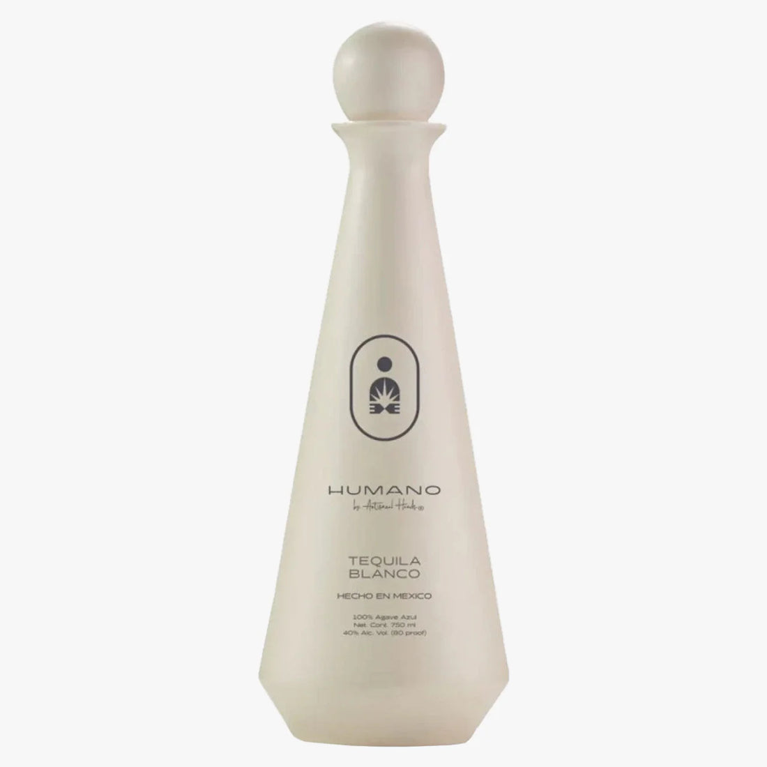 Tequila bottle labeled 'Humano' on a white background