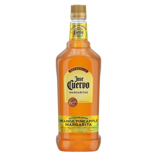 Bottle of Jose Cuervo Orange Pineapple Margarita on a white background