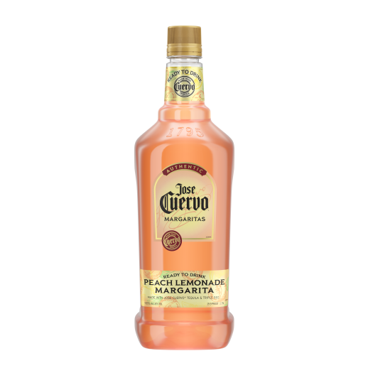Bottle of Jose Cuervo Peach Lemonade Margarita on a white background