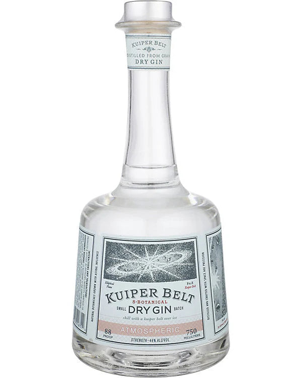 Kuiper Belt Dry Gin bottle on a white background