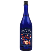 Blue bottle of Moonstone Summer Plum on a white background