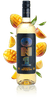 Bottle of ON1 Mango Infusion with mango slices on a beige background