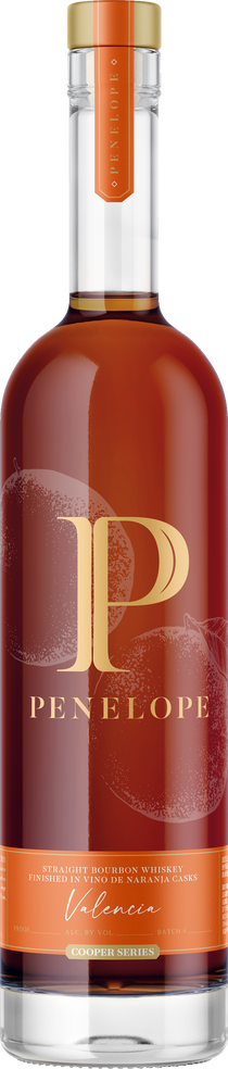 Bottle of Penelope with a gold cap and label.
