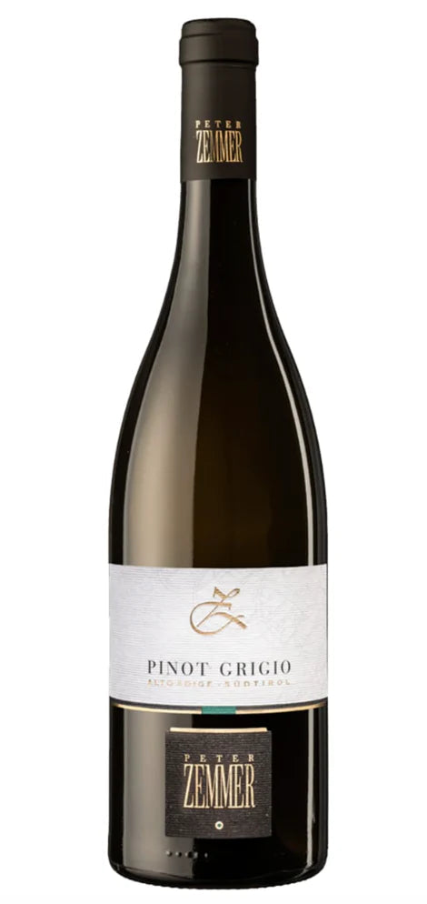 Wine bottle labeled 'Pinot Grigio' with a white background