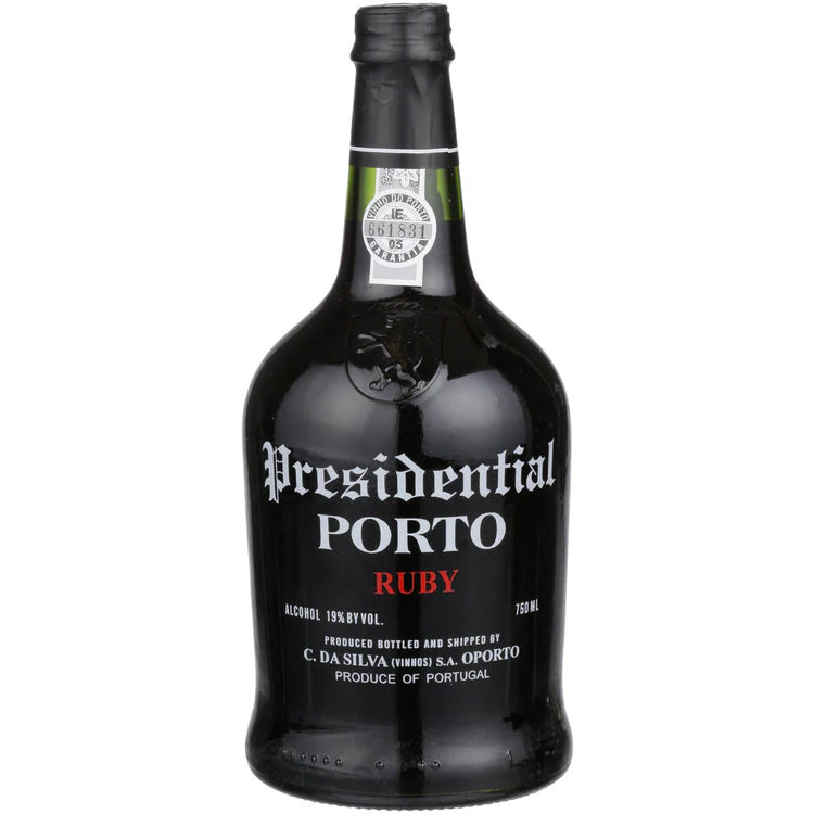 Bottle of Presidential Porto Ruby on a white background