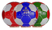 Three soccer balls in red, blue, and green with 'Score' branding on a white background.