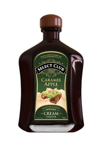 Bottle of Select Club Caramel Apple Whiskey Cream Liqueur on a white background