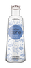 Bottle of San Benedetto bene soda water with floral design on a white background
