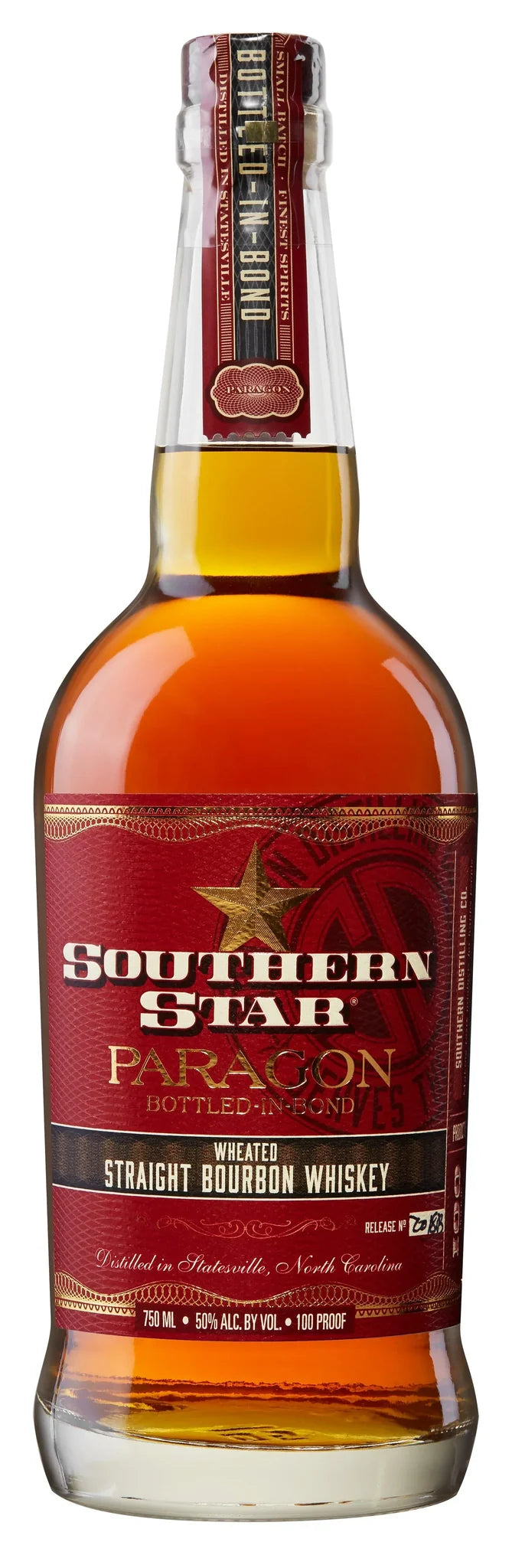 Bottle of Southern Star Paragon Whiskey on a white background