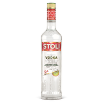 Stoli Vodka bottle on a white background