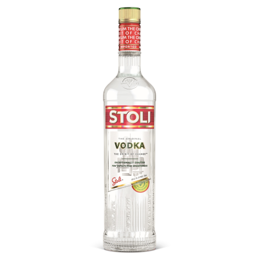 Stoli Vodka bottle on a white background