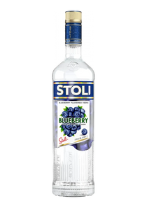 Stoli Blueberry Vodka bottle on a white background