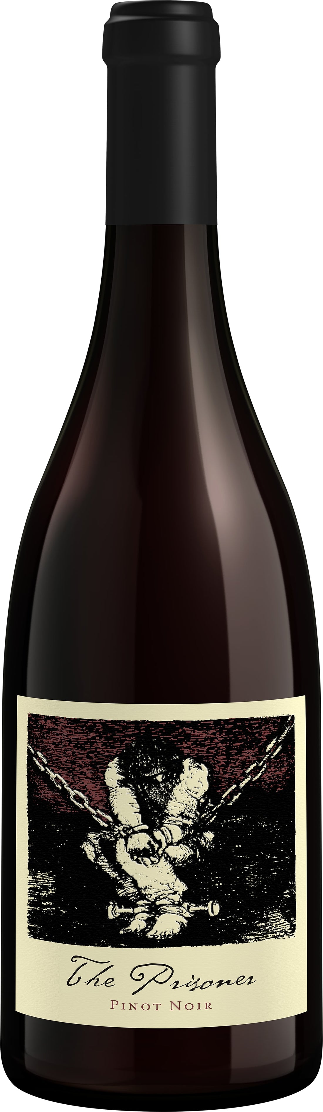 Red wine bottle with a label featuring an eagle design on a white background