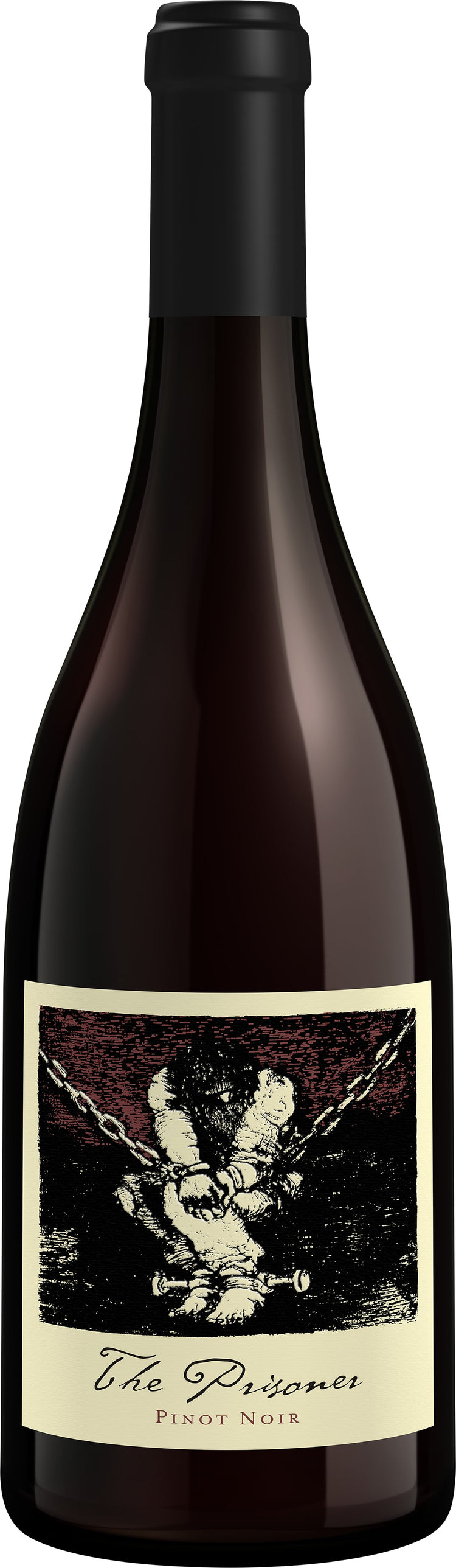 Red wine bottle with a label featuring an eagle design on a white background
