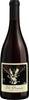 Red wine bottle with a label featuring an eagle design on a white background